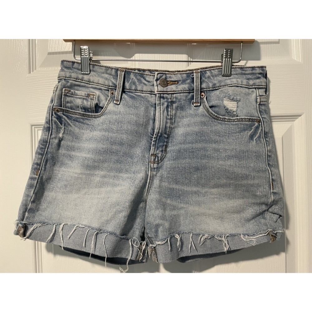 Old Navy Womens Size 10 Blue Denim High Rise Power Straight Jean Shorts - Picture 1 of 6